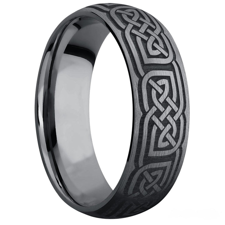Tantalum Domed Ring with Laser Engraved Celtic Knot Design