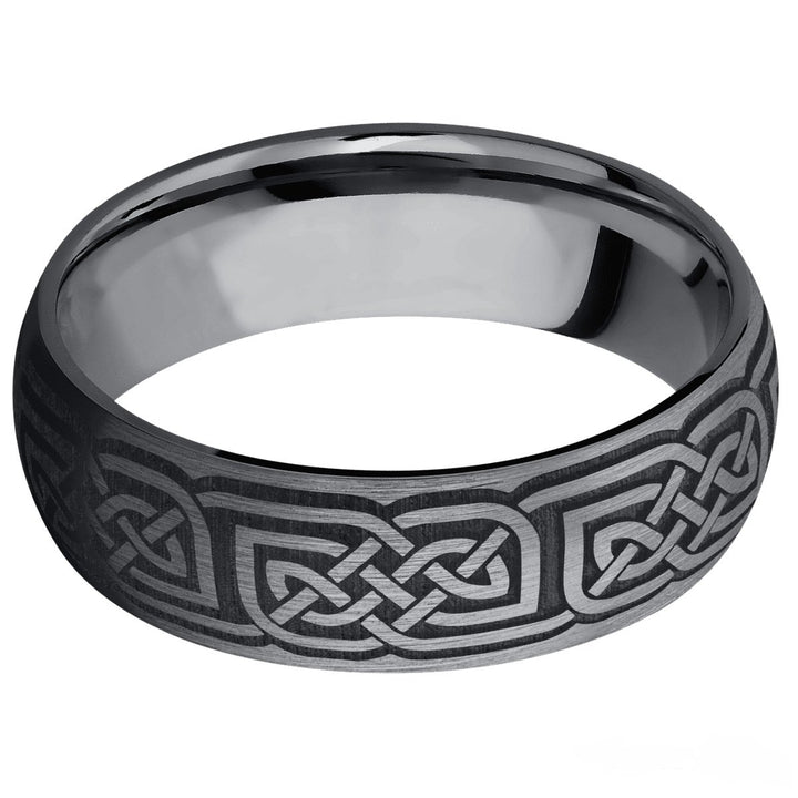 Tantalum Domed Ring with Laser Engraved Celtic Knot Design