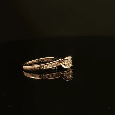 Estate 18K White Gold 1.08cttw with .83ct G/I1 Center Channel Set Round Diamond Engagement Ring