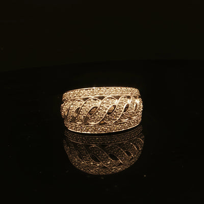 Estate 14K White Gold Diamond Pierced Swirl Design Fashion Ring