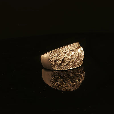 Estate 14K White Gold Diamond Pierced Swirl Design Fashion Ring
