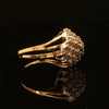 Estate 14K Yellow Gold Diamond Cluster Waterfall Bypass Fashion Ring
