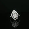Estate 14K White Gold Round Diamond Cluster Marquise Shaped Halo Fashion Ring
