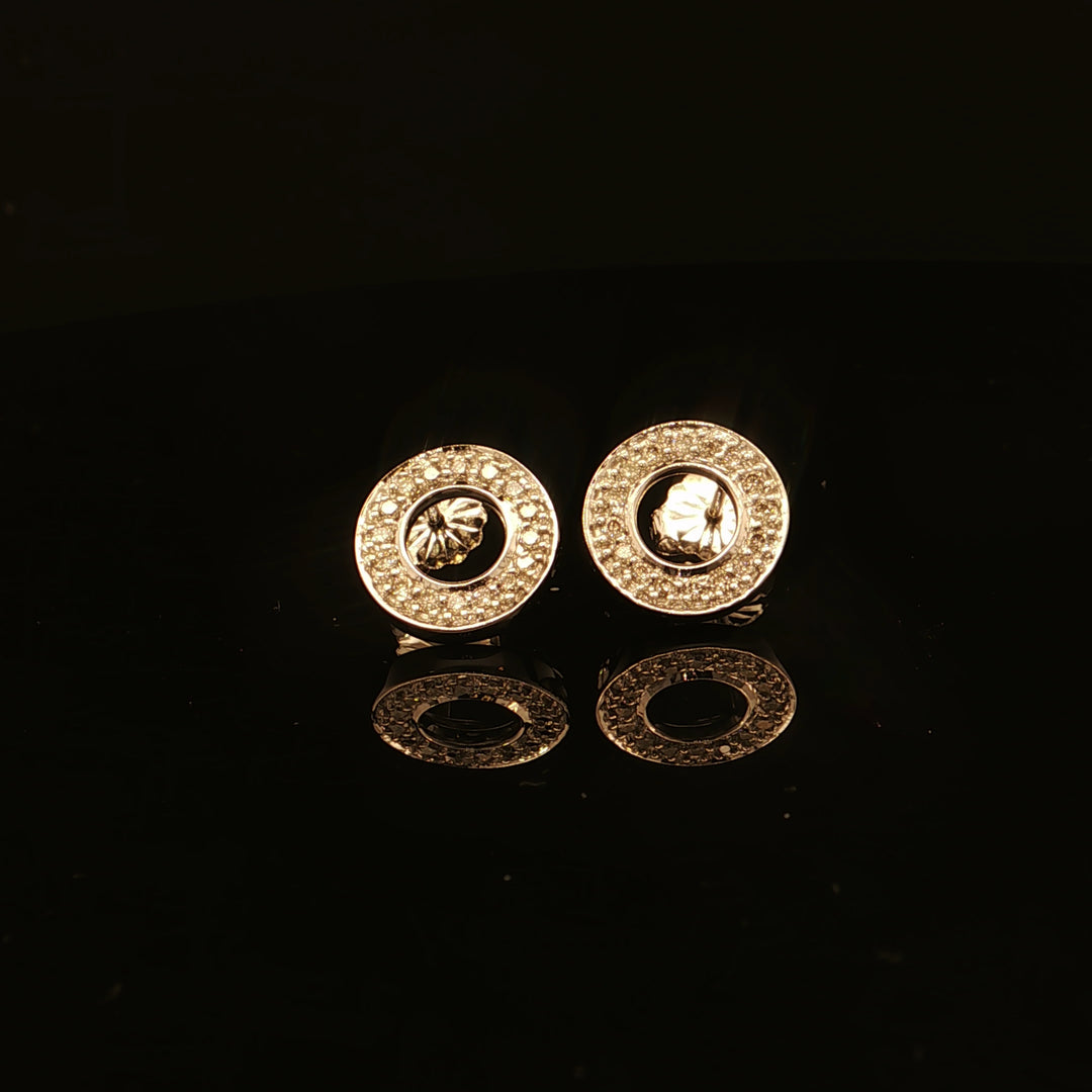 Estate 14K White Gold Diamond Open Circle Earrings