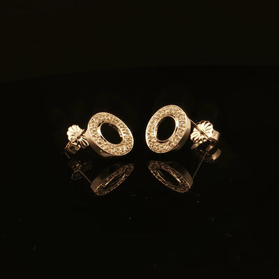 Estate 14K White Gold Diamond Open Circle Earrings