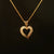 Estate 14K Yellow Gold Open Heart Round & Baguette Diamond Necklace