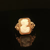 Estate 10K Yellow Gold Rectangle Shell Cameo Ring