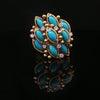 Estate 18K Yellow Gold Turquoise & Diamond Floral Cluster Fashion Ring