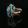 Estate 18K Yellow Gold Turquoise & Diamond Floral Cluster Fashion Ring