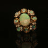 Estate 18K Yellow Gold Oval Opal Cluster with Diamond Accents Fashion Ring