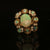 Estate 18K Yellow Gold Oval Opal Cluster with Diamond Accents Fashion Ring