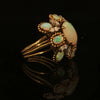 Estate 18K Yellow Gold Oval Opal Cluster with Diamond Accents Fashion Ring
