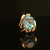 Estate 14K Yellow Gold Blue Topaz & Diamond Fashion Ring
