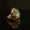 Estate 14K Yellow Gold Blue Topaz & Diamond Fashion Ring