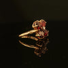 Estate 14K Yellow Gold Garnet Flower Ring with Diamond Accent