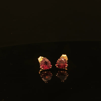 Estate 14K Yellow Gold Trillion Rhodolite Garnet Stud Earrings