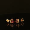 Estate 14K Yellow Gold Trillion Rhodolite Garnet Stud Earrings