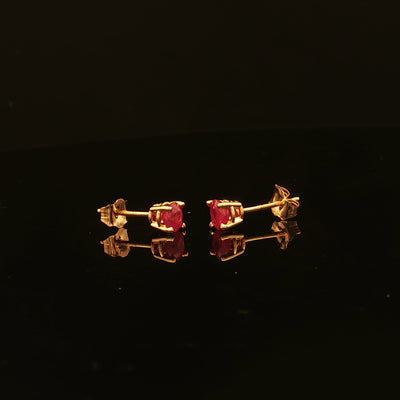Estate 14K Yellow Gold 4mm Round Ruby Studs