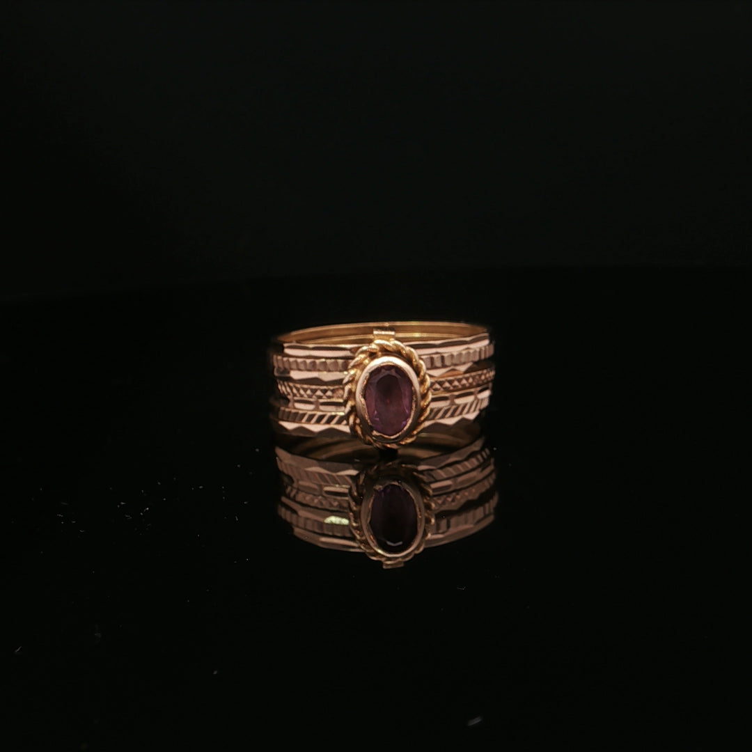 Estate 19.2K Yellow Gold 7-Band Style with pink center stone Ring