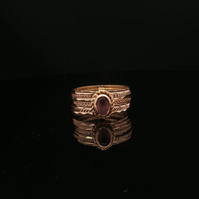 Estate 19.2K Yellow Gold 7-Band Style with pink center stone Ring