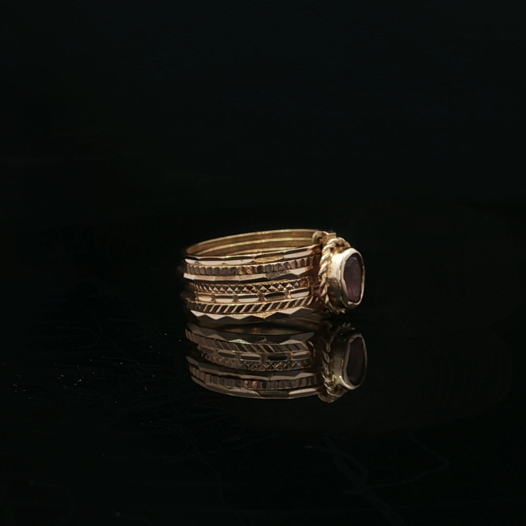 Estate 19.2K Yellow Gold 7-Band Style with pink center stone Ring