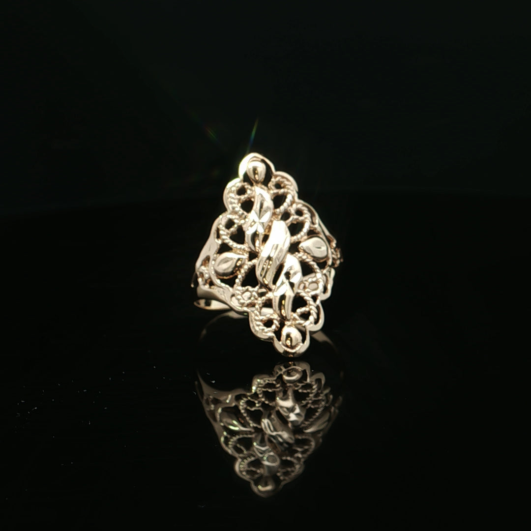 Estate 18K Yellow Gold Engraved Filigree Fashion Ring