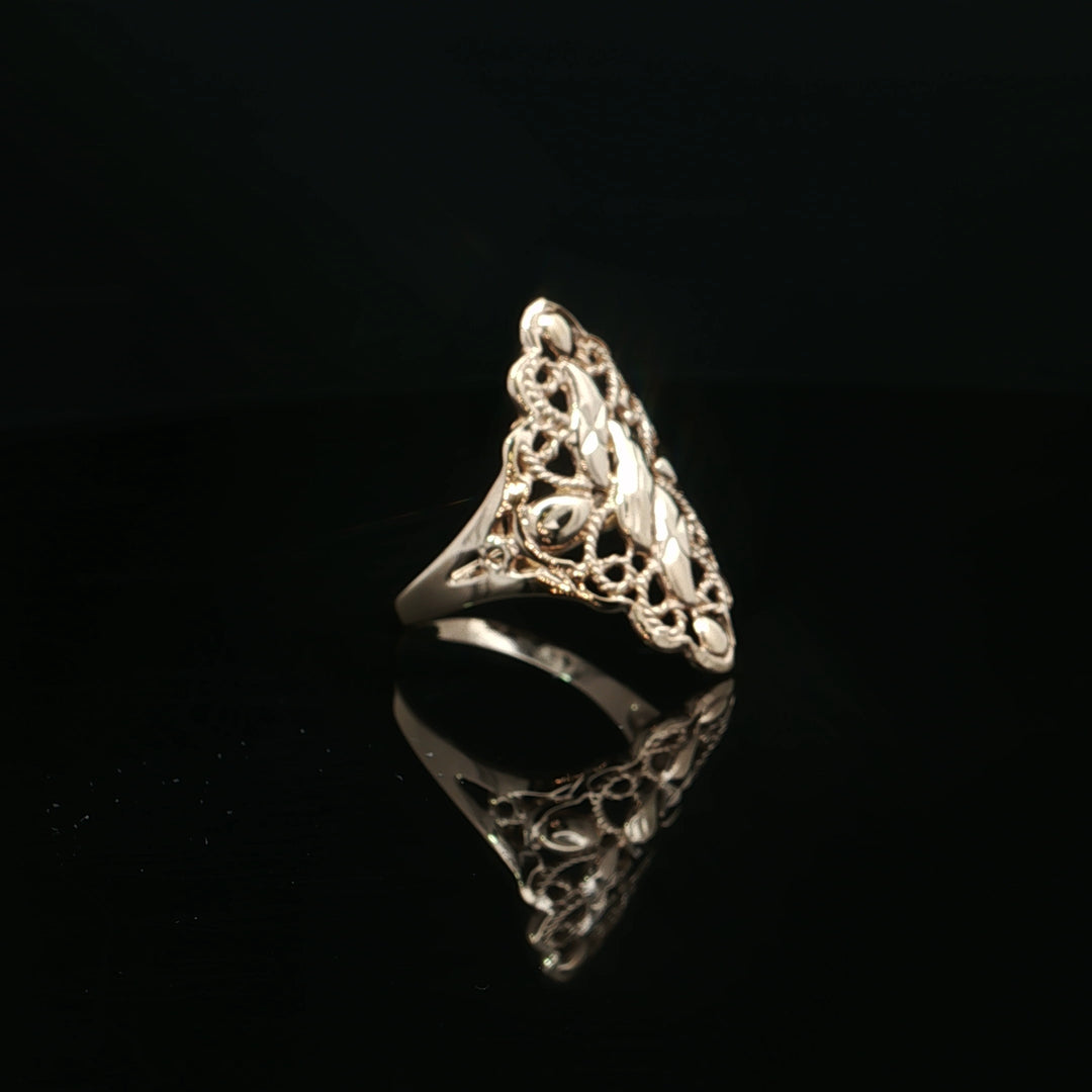Estate 18K Yellow Gold Engraved Filigree Fashion Ring