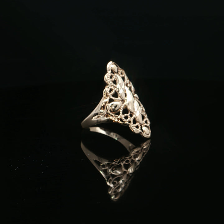 Estate 18K Yellow Gold Engraved Filigree Fashion Ring
