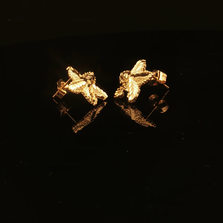 Estate 10K Yellow Gold Starfish Stud Earrings