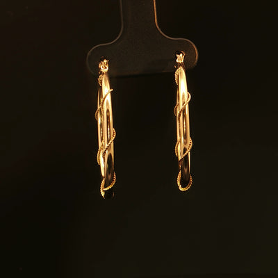 Estate 14K Yellow Gold Wrapped Round Hoop Earrings