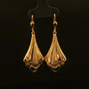 Estate 14K Yellow Gold Fancy Drop Leverback Earrings with Etched Design