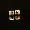 Estate 14K Yellow Gold Square Checkboard Button Stud Earrings