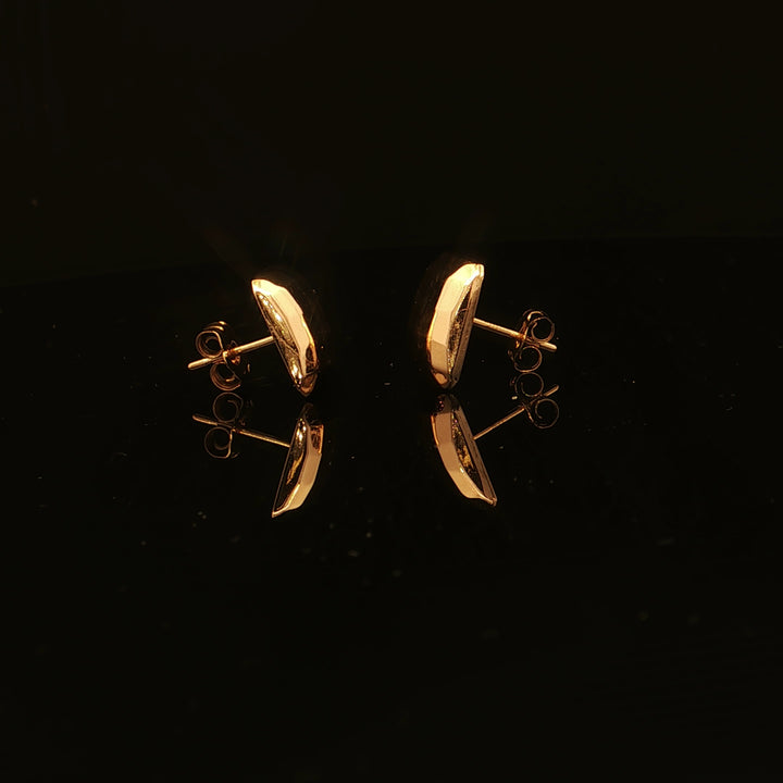 Estate 14K Yellow Gold Square Checkboard Button Stud Earrings