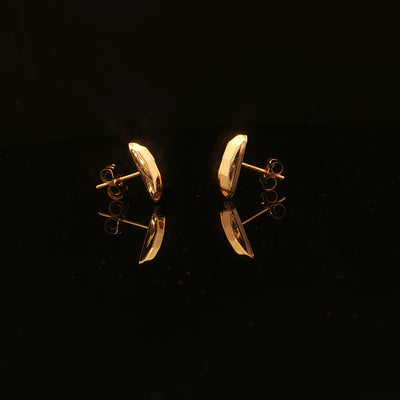 Estate 14K Yellow Gold Square Checkboard Button Stud Earrings