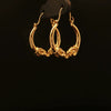 Estate 14K Yellow Gold Rams Head Small Hoop Earrings