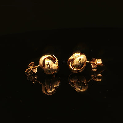 Estate 18K Yellow Gold Love Knot Stud Earrings