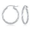 Twisted Tube Hoop Earrings 14K White Gold 18mm