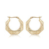 14K Yellow Gold Fancy Diamond Cut Shell Hoop Earrings