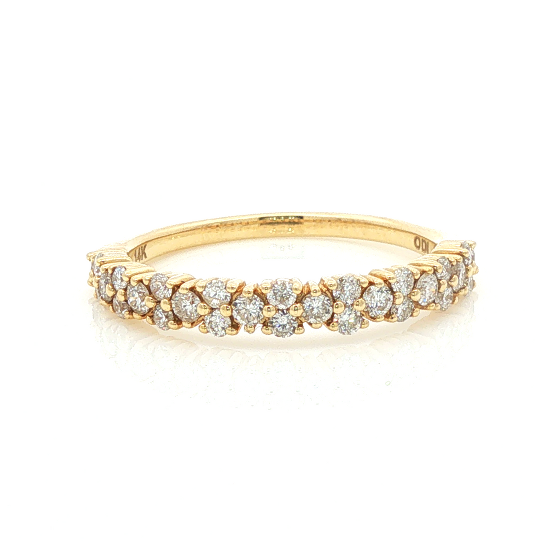 14K yellow gold 0.50 cttw bead-set cluster diamond ring