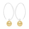 Sterling Silver Simple Sweep with 8mm Yellow Gold Ball Earrings