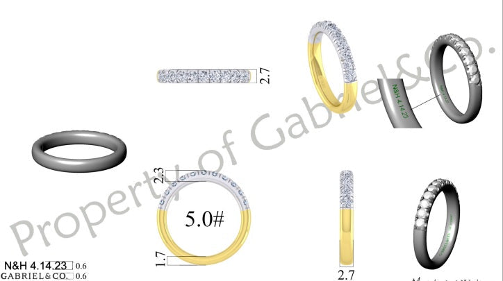 14K Two-Tone 1/2cttw Custom Diamond Wedding Band