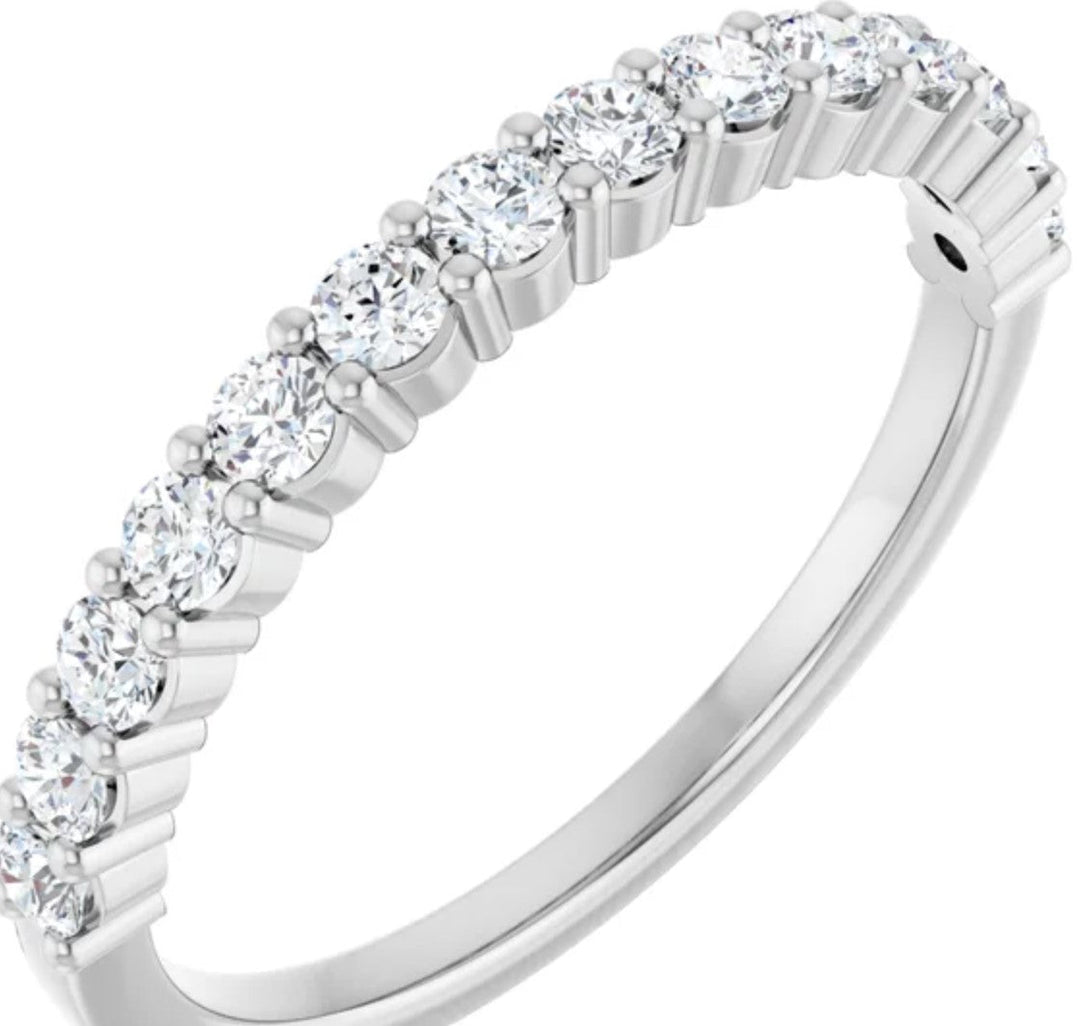 14K White Gold Custom Ruby, Sapphire And Aquamarine Band.