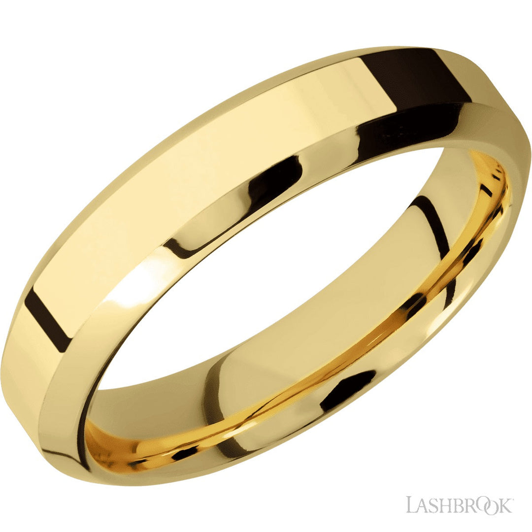 14K Yellow Gold 5mm High Bevel Gold Wedding Band