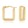 14K Yellow Gold Square Ribbed Hoop Earrings