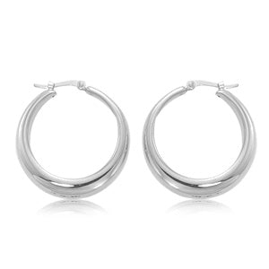Sterling Silver Small Modern Round Hoop Earrings