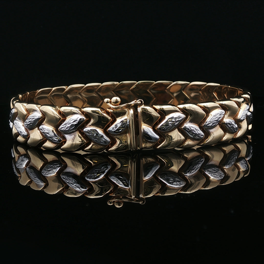 Estate 14K Yellow and White Gold Fancy Link Gold Bracelet