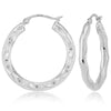 Sterling Silver Large Embossed Shell Hoop Earrings