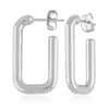 Sterling Silver Small Rounded Rectangle J Hoop Earrings