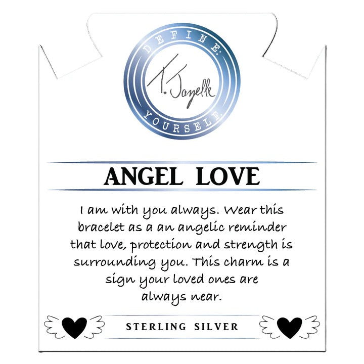 Storm Agate Gemstone Bracelet with Angel Love CZ Sterling Silver Charm