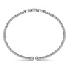 14K White Gold Bujukan Bead and Hexagon Cluster Diamond Bangle